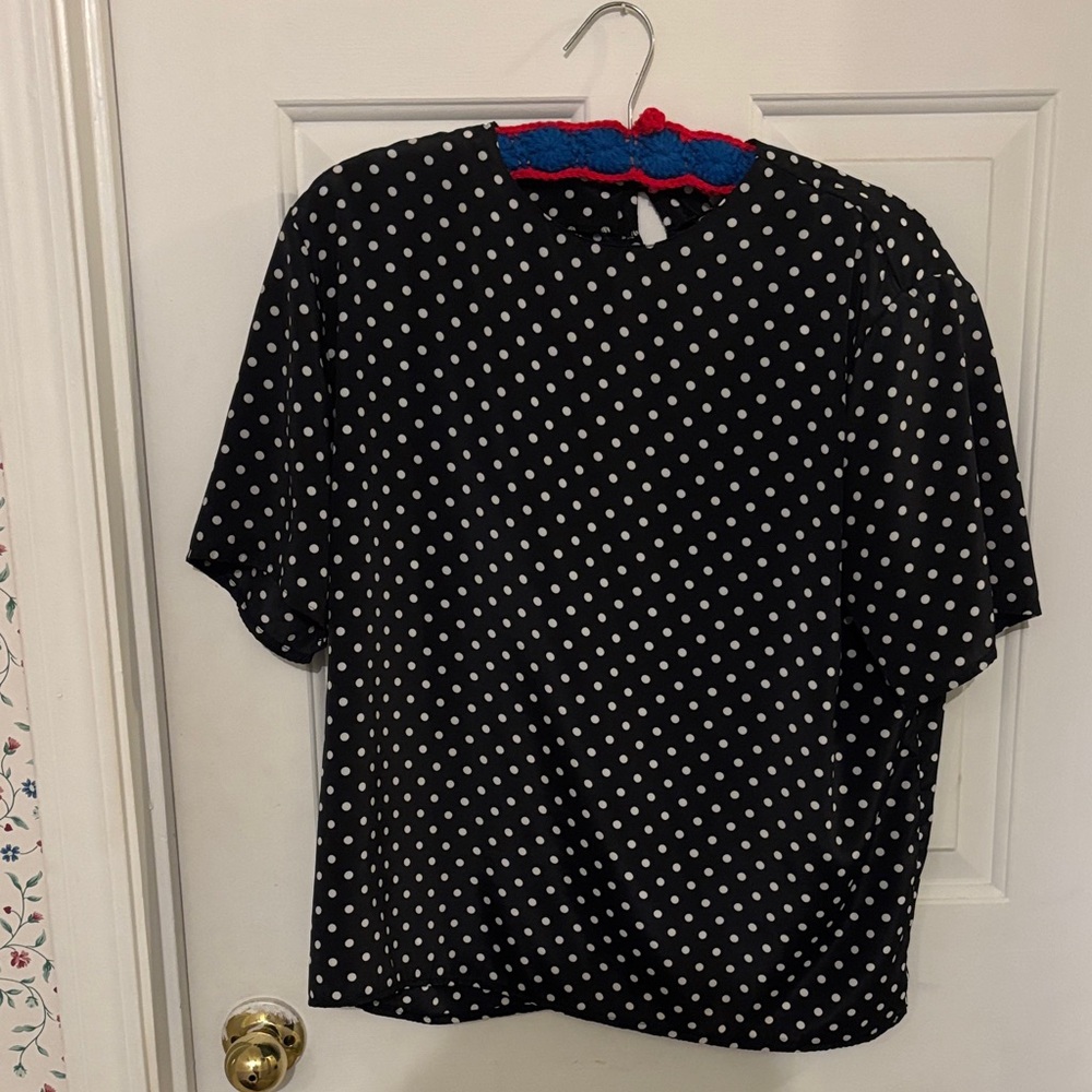 Elegant Black and White Polka Dot Blouse